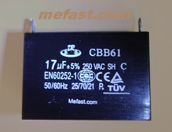 Genertaor Capacitor CBB61 17uF 250VAC , EN60262-1