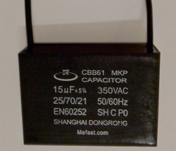 Generator Capacitor
                CBB61 15uF 350VAC Wired